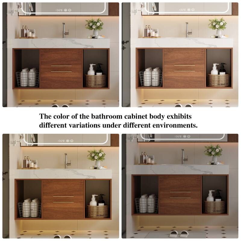 39.4" Floating Bathroom Vanity with Ceramic Sink