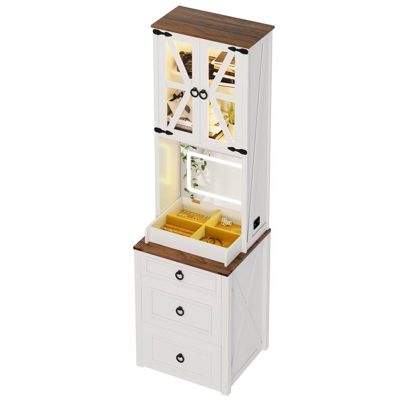 Makeup Vanity with Led Light and Hidden Storage