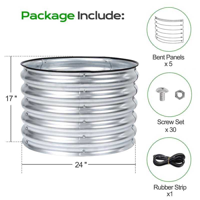 Aoodor 16.7'' Tall Aluzinc Metal Raised Garden Bed 24'' Round, Set of 2 - 24"W x 17"H