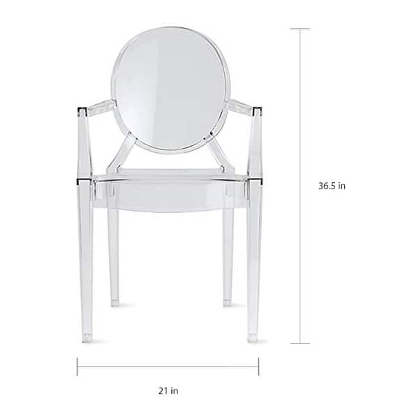 Stackable Acrylic Dining Chair, Oval Back Ghost Kitchen Patio Vanity Armchair for Indoor or Outdoor Use, Clear