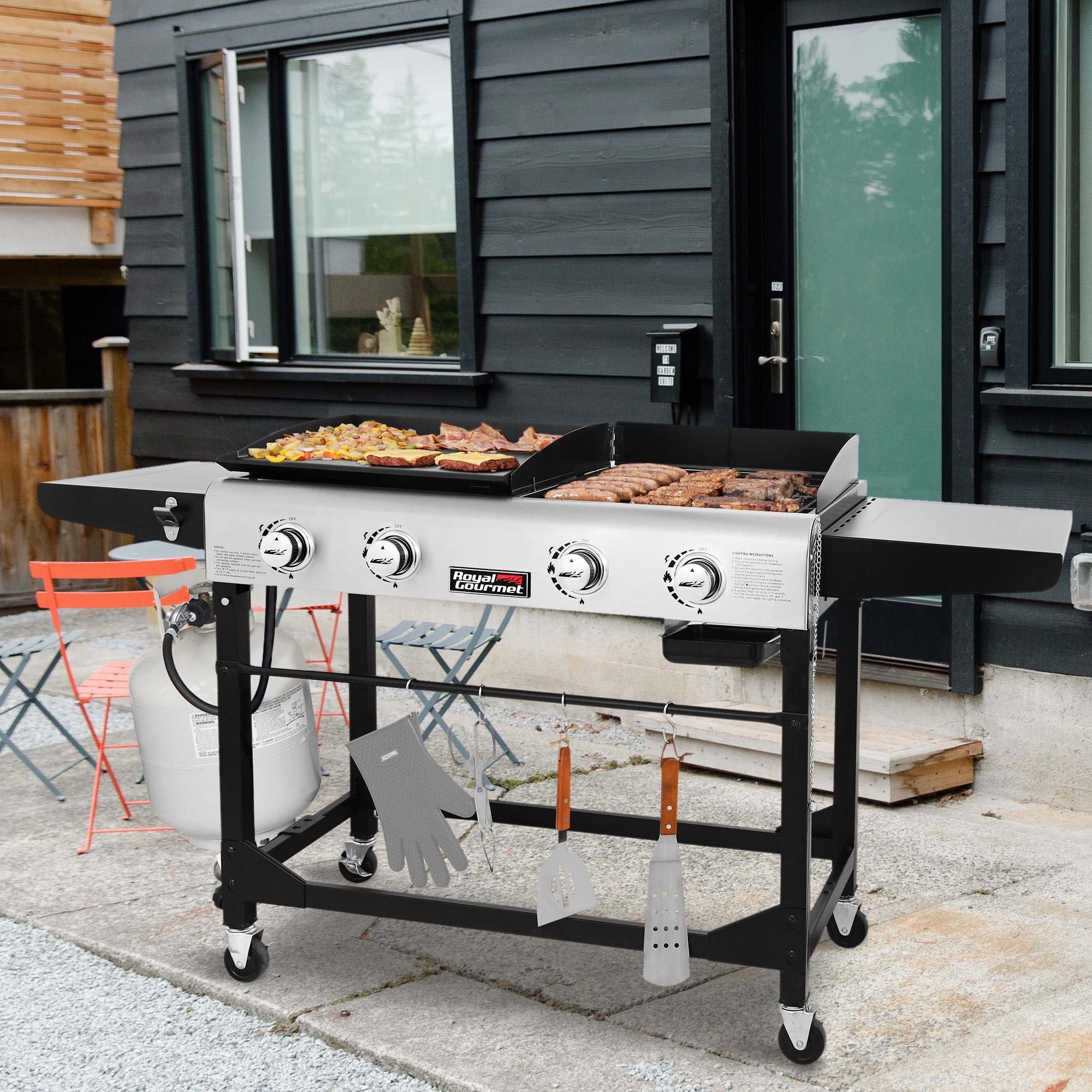 Royal Gourmet GD401 Premium 4 Burner 48000 BTU Folding Gas Grill and Griddle