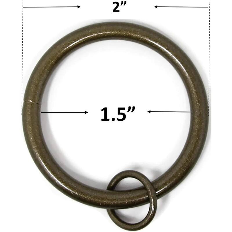 Set of 14 Solid Metal Window Drapery Curtain Panel Ring with Eyelet, 1.5" Inner Diameter, Fits Up to 1.25" Rod