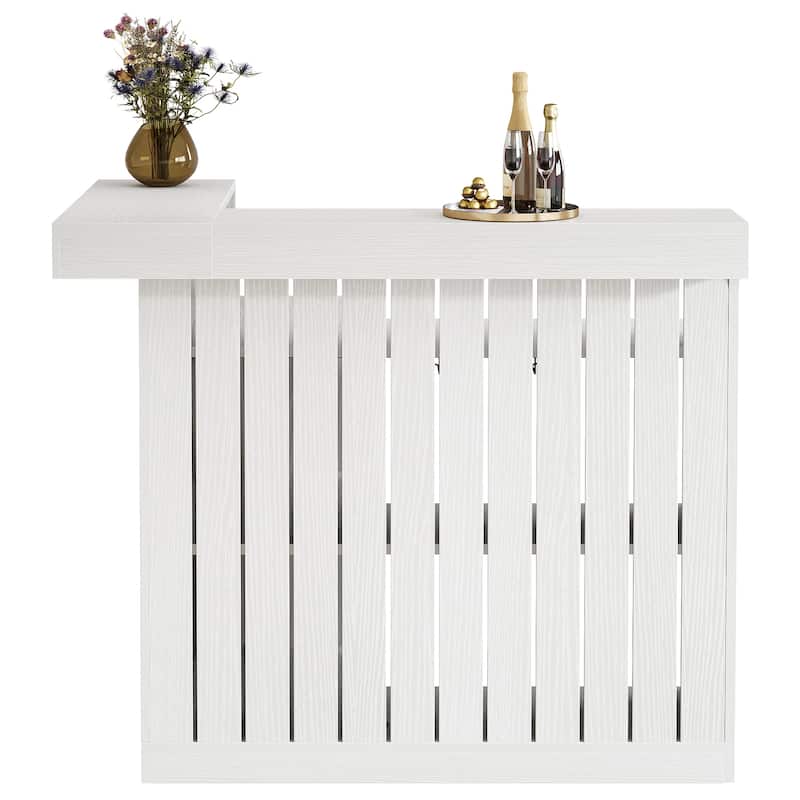 Home Bar Unit, Corner Liquor Bar Table with Storage Shelves & Wine Glass Holder, Pub Reception Accent Cabinet Desk