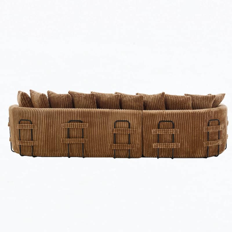 127"Corduroy L-Shaped Sectional Sofa with High-Resilience Foam, 10 Back Cushions, and No Assembly Required
