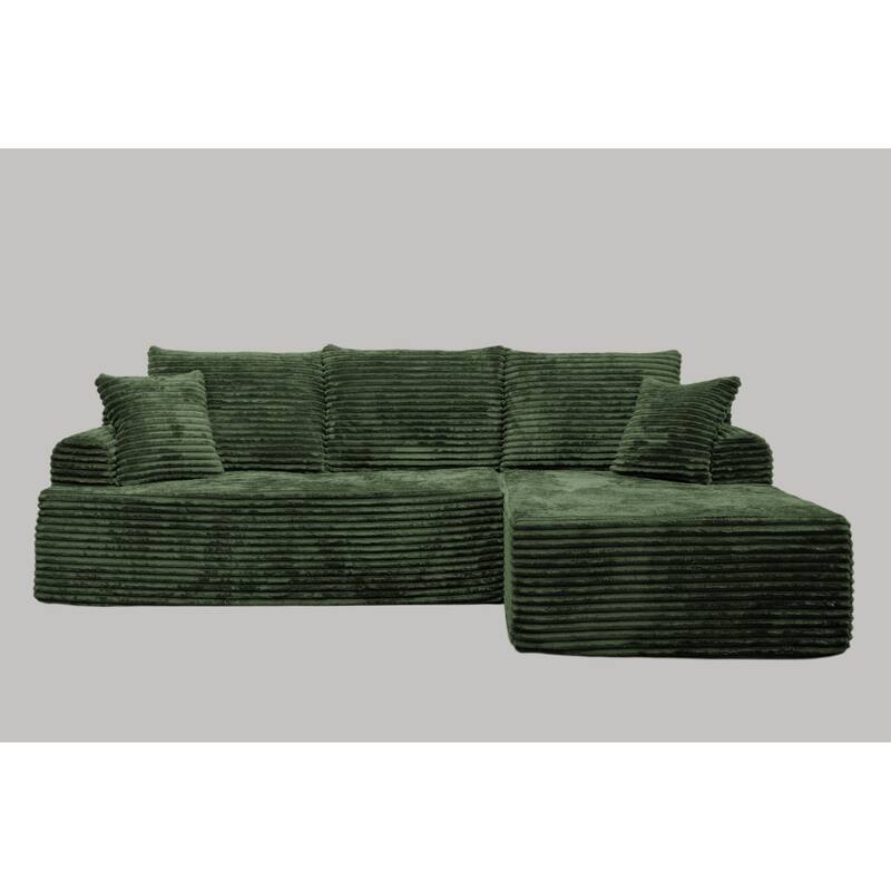 L-Shaped Corner Sectional Sofa Set with Side Chaise Lounge, Soft Foam Cushion Modular Sofa Corduroy Leisure Couch