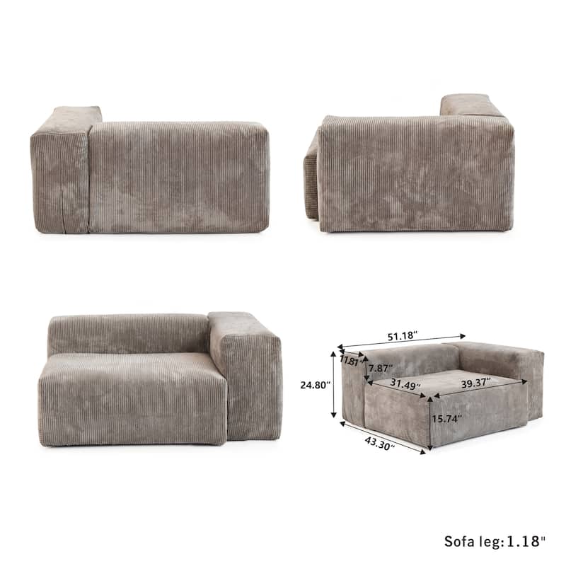 181" U-Shaped Convertible Modular Sectional Sofa With 2 Ottoman