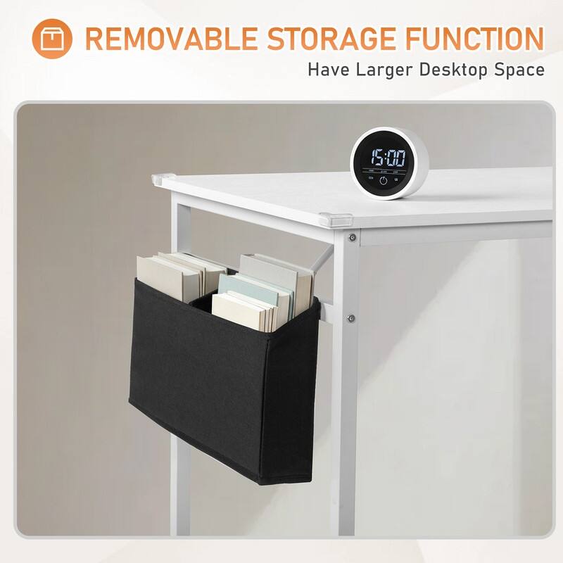 63” Computer Desk for Home Office ,Study Writing Desk with Storage, Side Hooks & Adjustable Feet