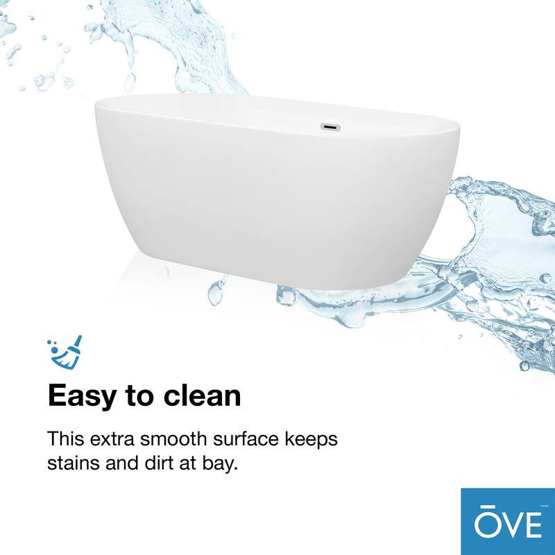 OVE Decors Ayago 59 in. Seamless White Acrylic Freestanding Oval Bathtub