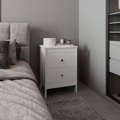 Nightstand,2 smooth-gliding drawers for organized storage,White