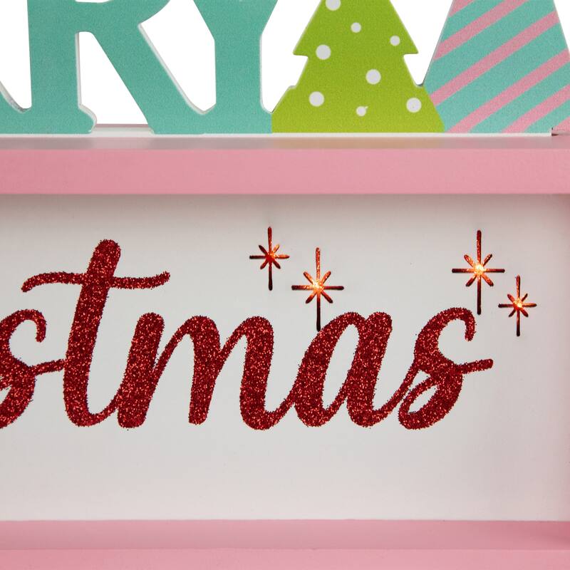 Lighted "Merry Christmas" Shadow Box Christmas Tree Decoration - 10" - Multicolor