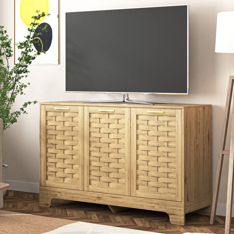 Wood Sideboard Buffet Storage with Adjustable Shelf - Wood