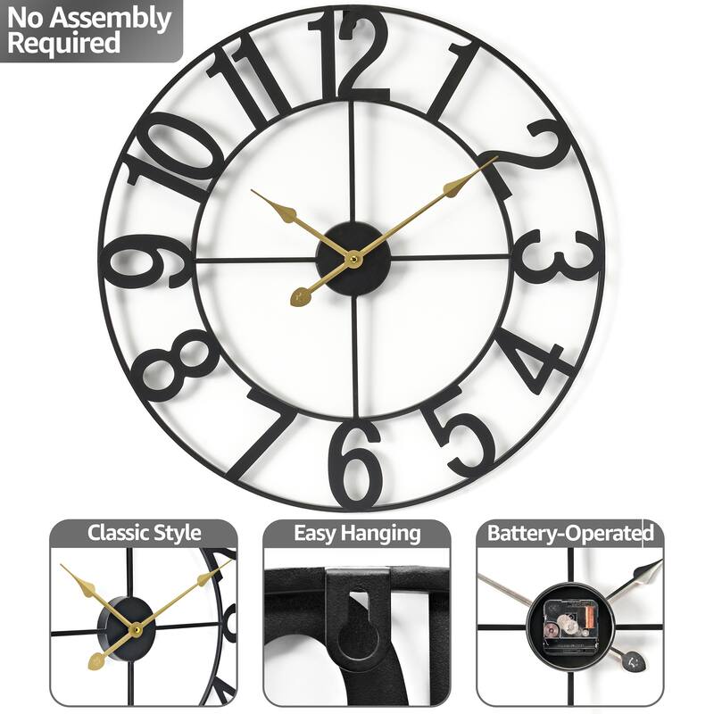 Sorbus Large 16 inch Decorative Round Analog Wall Clock Battery Operated With Numeral Style Design - 16"