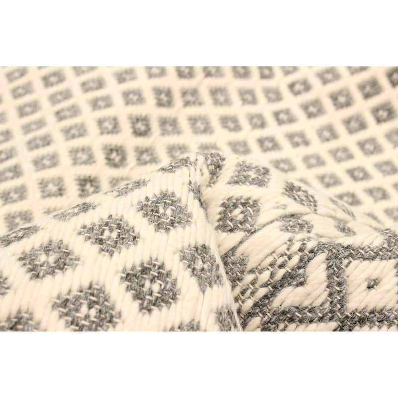 ECARPETGALLERY Flat-Weave Ankara FW Cream Wool Kilim - 5'7 x 7'7