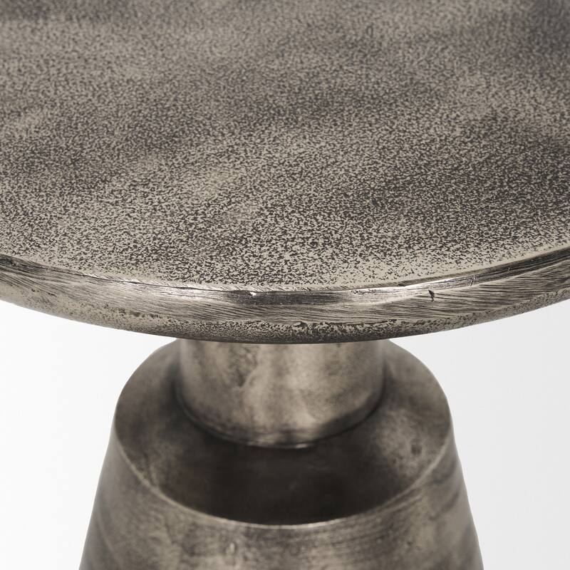 Bobbi Textured Polished Nickel Cast Aluminum Metal Accent Table - 20.0L x 20.0W x 20.5H