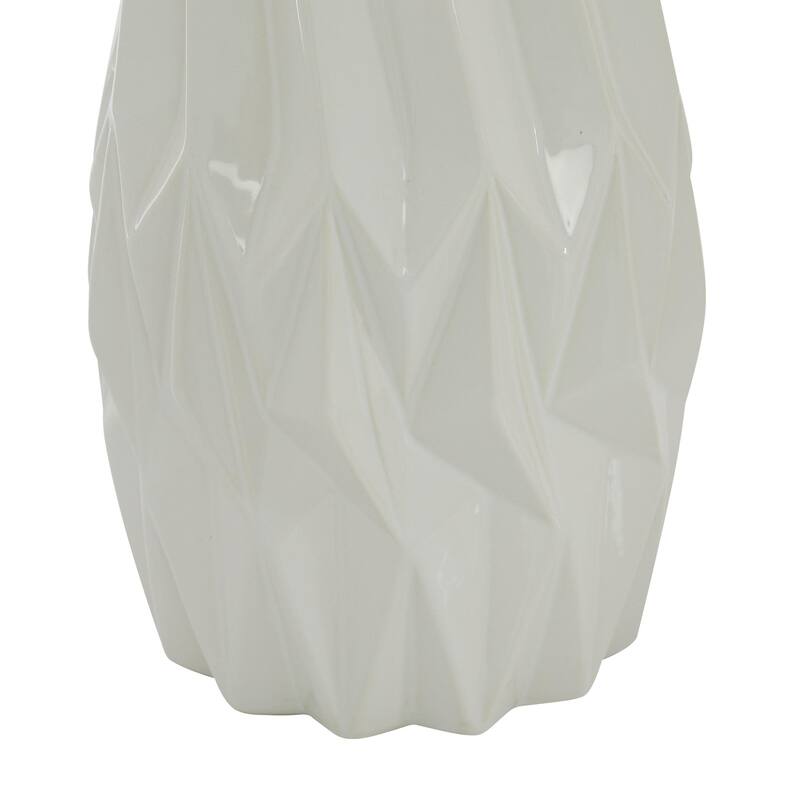 Ceramic Geometric Decorative Vase - White - Roche River Decor