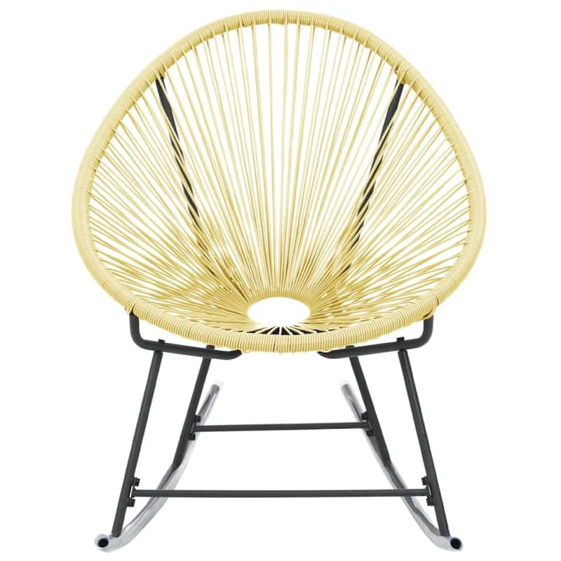 Jackie Rocking Acapulco Chair, Beige Poly Rattan, Powder Coated Steel
