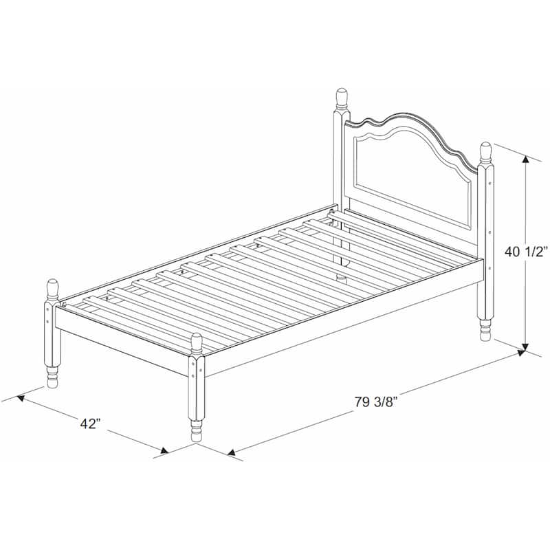 100% Solid Wood Reston Twin Size Panel Headboard Platform Bed by Palace Imports