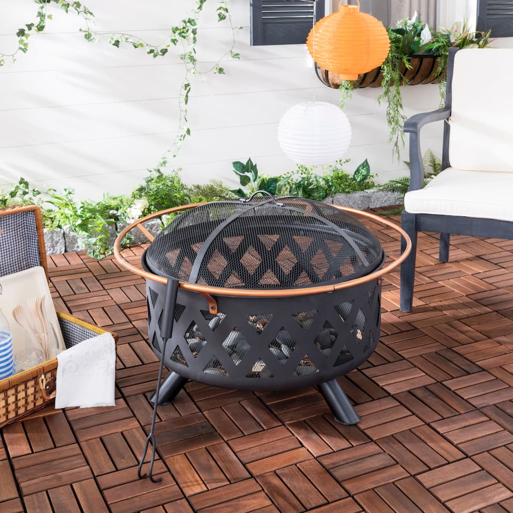SAFAVIEH Arendine Copper/ Black Round Fire Pit - 26Wx26Dx11H
