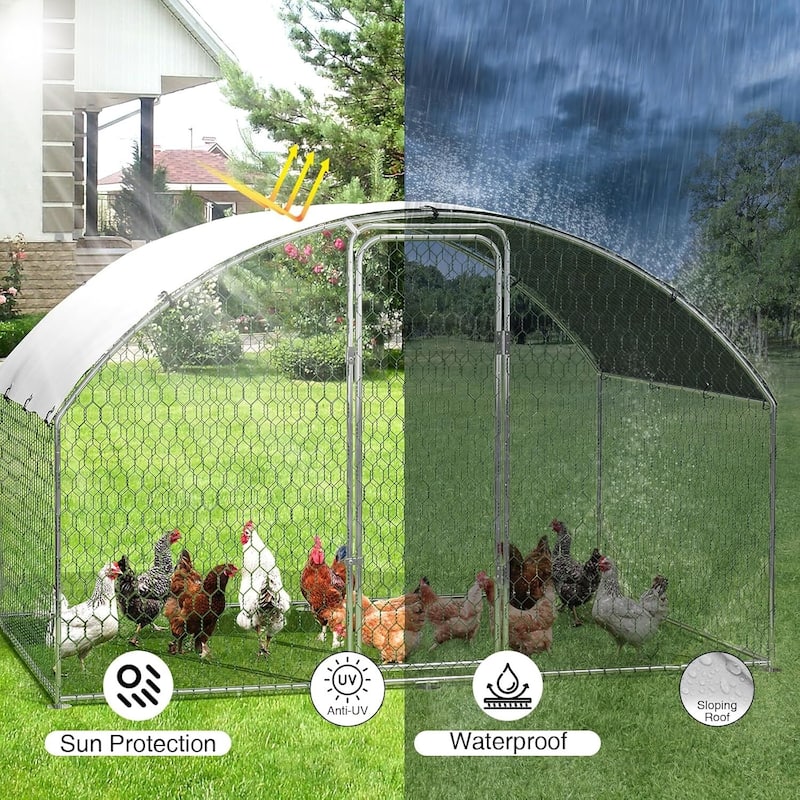 Heavy Duty Walkin Chicken Run, Chicken Coop with Waterproof and Anti-Uv Cover