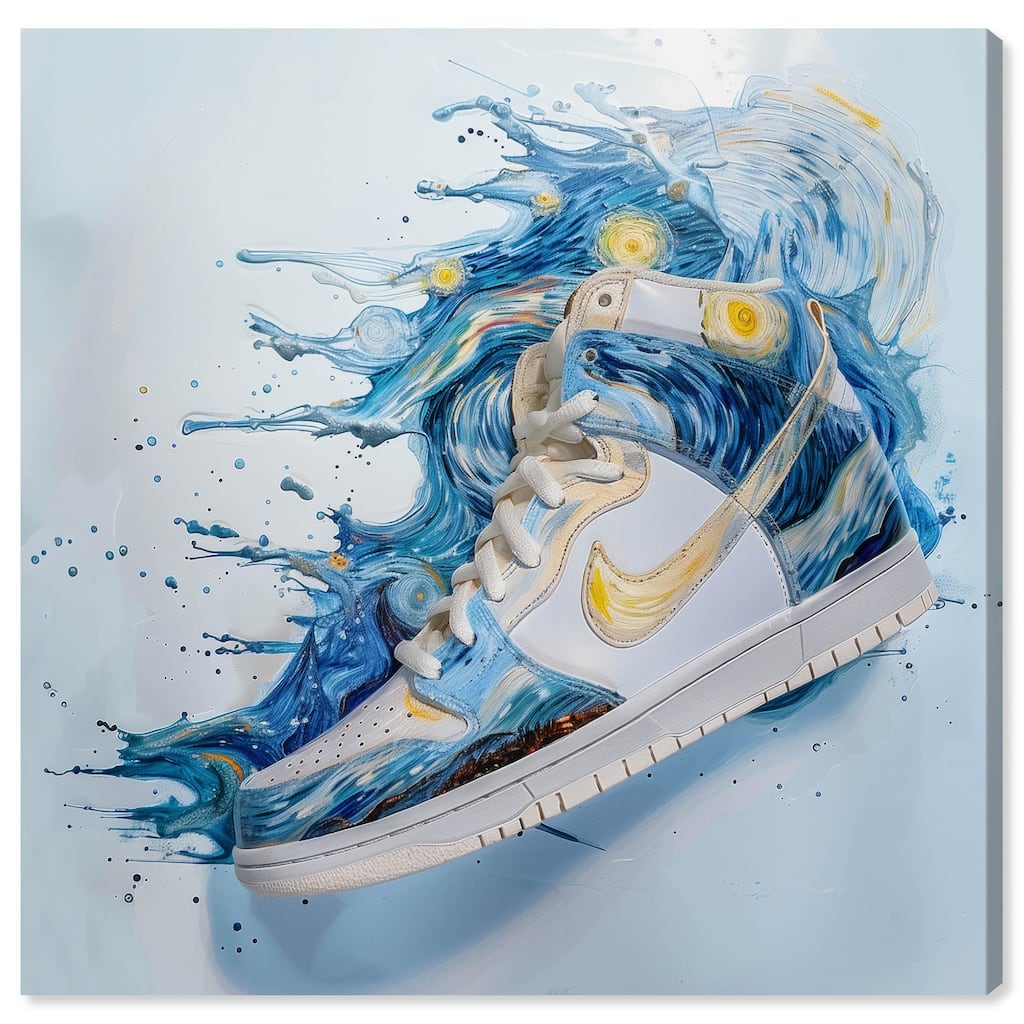 Starry Night Sneaker Splash Canvas by Art Remedy, Gallery Wrapped