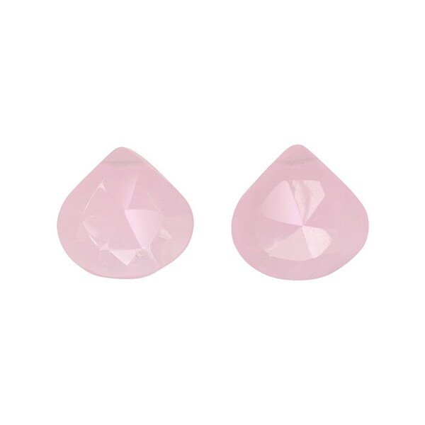 Pink Chalcedony Gemstone Beads, Faceted Heart Briolette 10mm, 4 Pieces, Light Pink