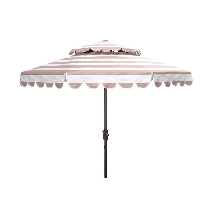 SAFAVIEH Outdoor Blagovesta 9Ft Round Double Top Crank Umbrella