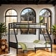 preview thumbnail 1 of 6, Twin Xl Over Queen Space-Saving Metal Bunk Bed With Ladder And Slats Support For Adults Teens Black