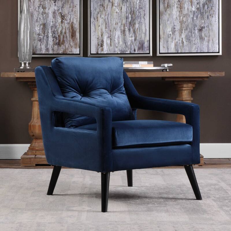 34.75" o'brien blue velvet armchair