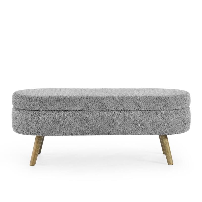 Ottoman Oval Storage Bench,Rubber Wood Legs