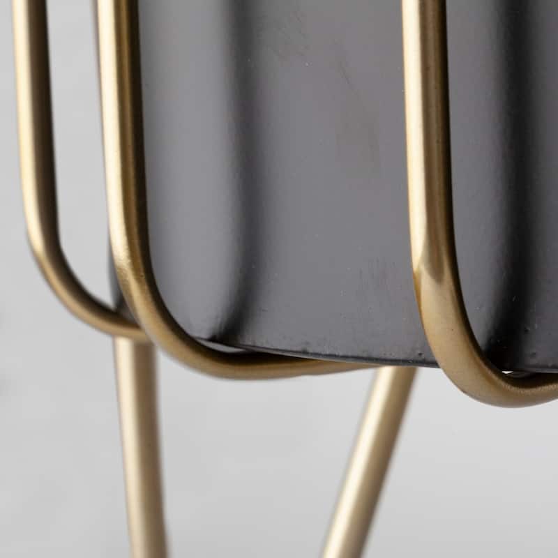 Pianta Black Metal Insert w/Brass Frame Plant Stands