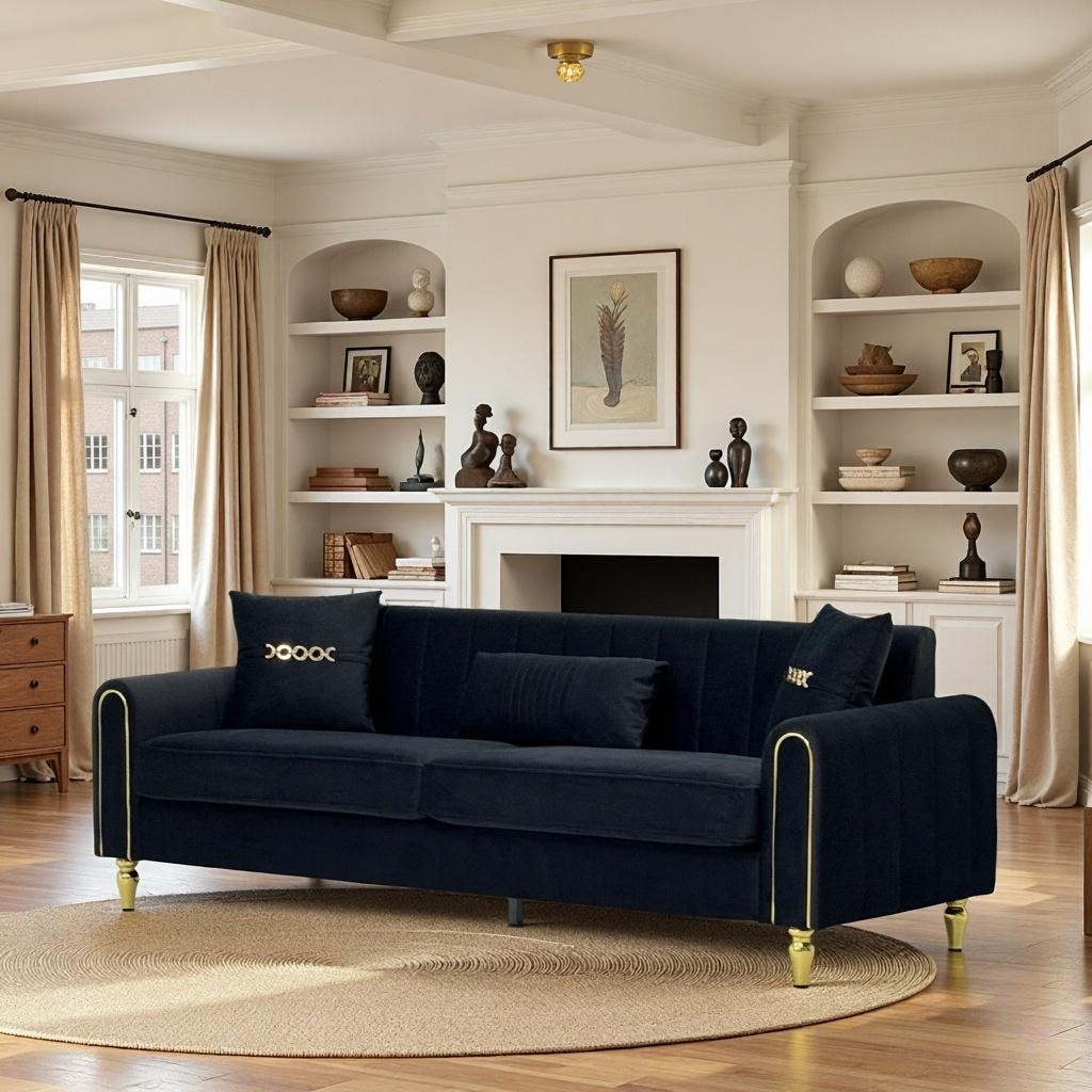 87.4" Luxury Loveseat Sofa with Metal Legs, Round Arms