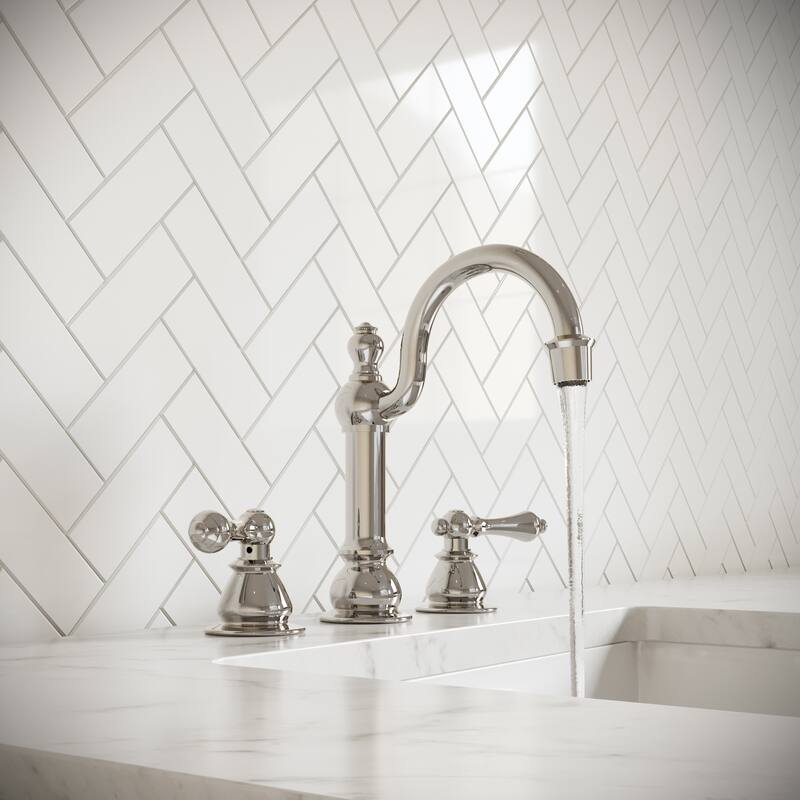 Widespread Lavatory Faucets with Pop-Up Drain in Polished Nickel (PVD) Finish with Metal Lever Handles