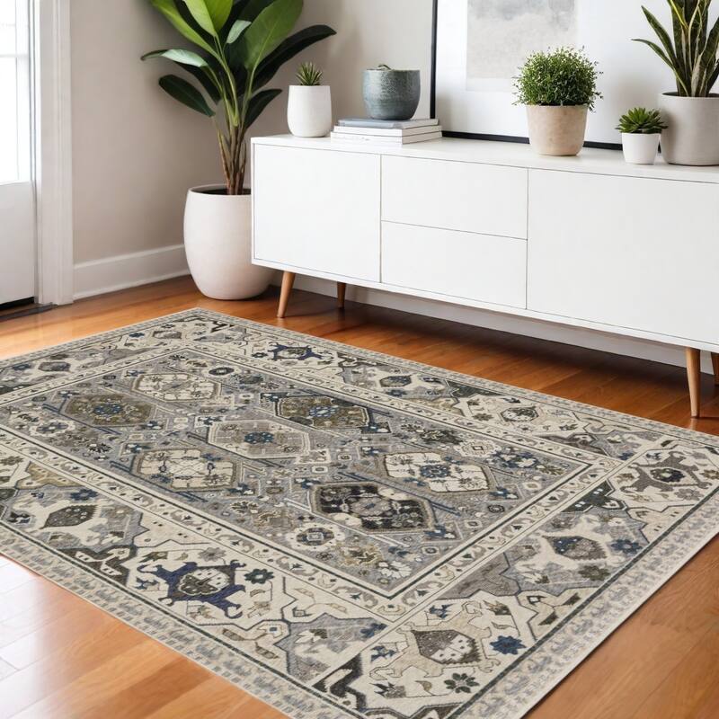HomeRootsOriental Traditional Runner Area Rug - 66.14' X '45.67' X '0.28 - Blue/Ivory