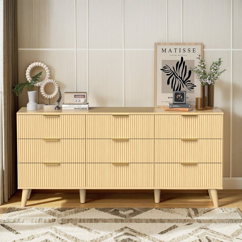 Pocassy 63" Wide Modern Chest 9-Drawer Dresser for Bedroom