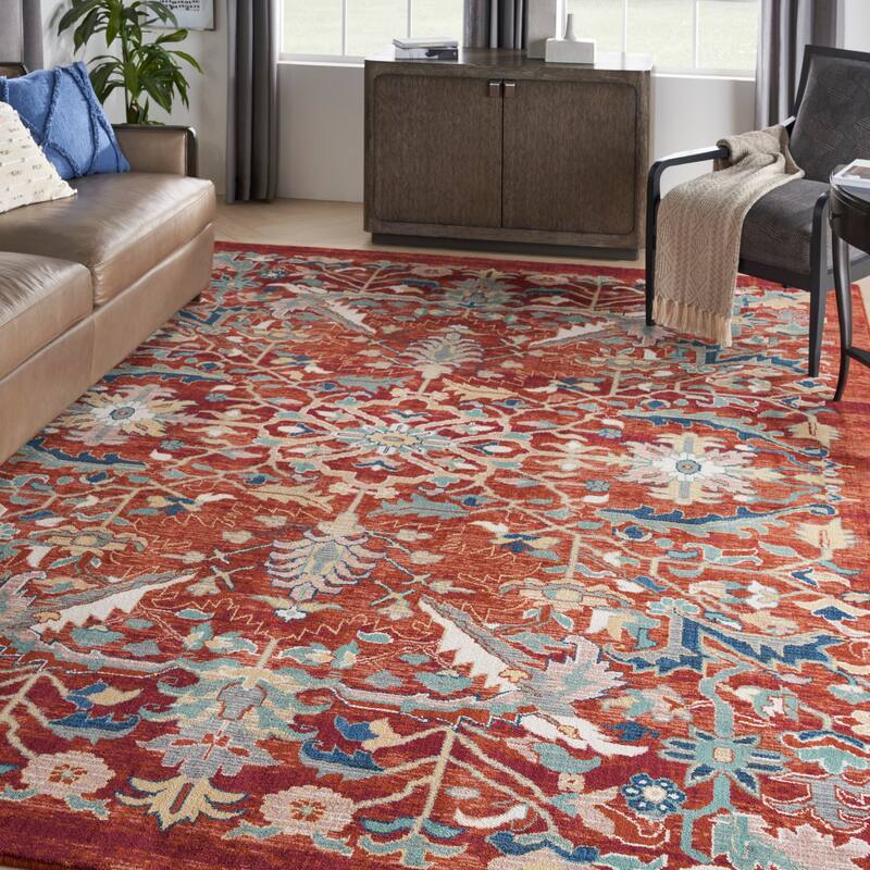 Nourison Parisa Boho Moroccan Floral Area Rug - 12' x 15' - Brick