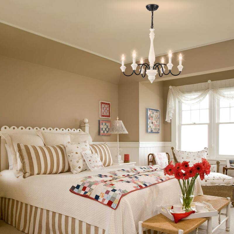 6-Light Farmhouse Branches Chandelier for Bedroom Study Dining Room