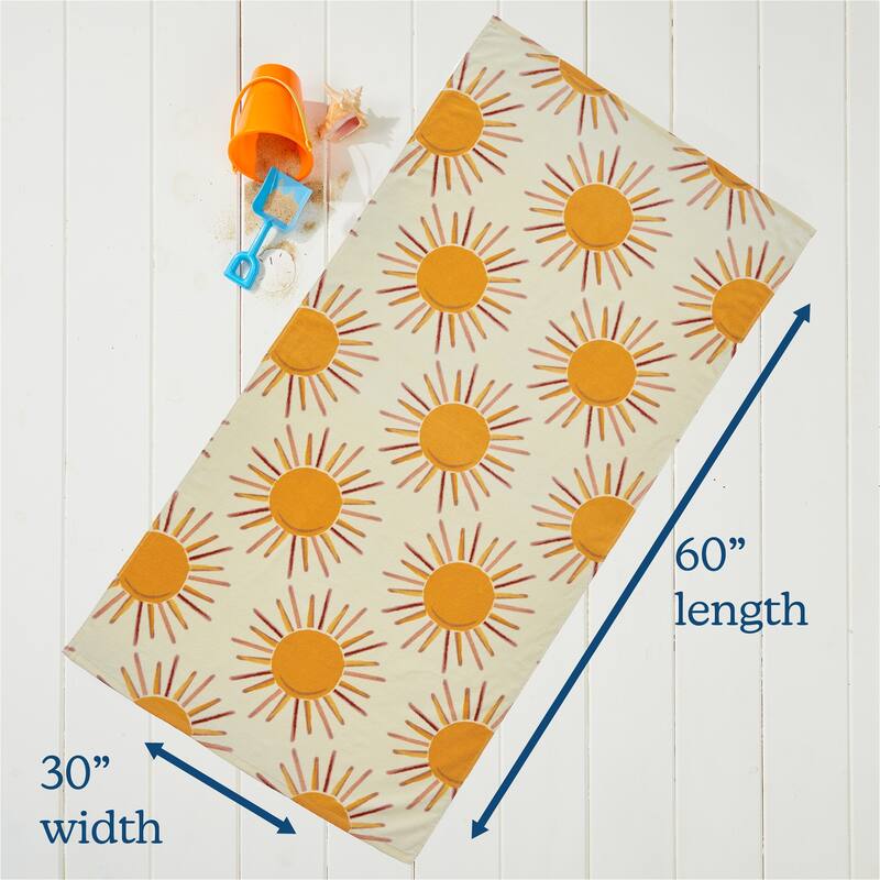 Linery & Co. 100% Cotton Printed Beach Towel for Kids, 30" x 60"