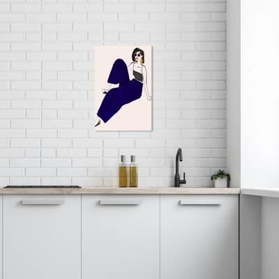 Wynwood Studio Canvas Fashion and Glam Kiki is My Name Blue and Dark Blue Glam Wall Art Canvas Print