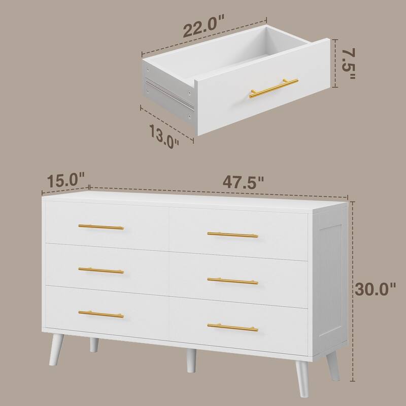 5/6/Chest of Drawers Dresser Modern Drawers with Metal Handles, Wood Storage Dresser for Bedroom, Living Room, Entryway