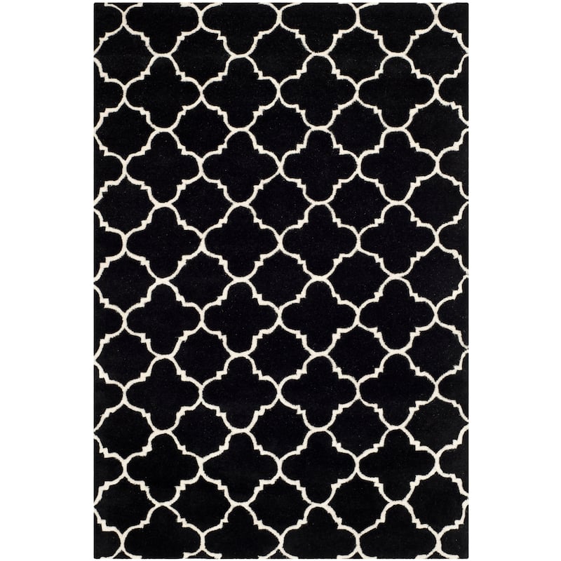 SAFAVIEH, Handmade Chatham Caisa Modern Moroccan Wool Rug - 3' x 5' - Black/Ivory