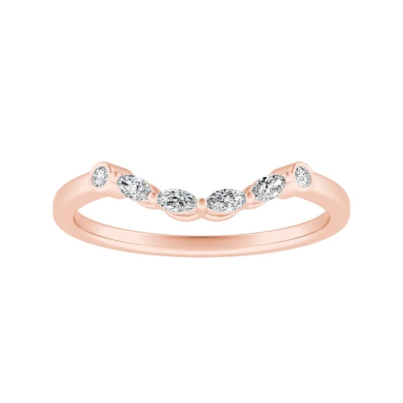 Auriya 1/10ctw Vintage Contoured Diamond Wedding Band 14k Gold