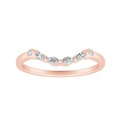 Auriya 1/10ctw Vintage Contoured Diamond Wedding Band 14k Gold