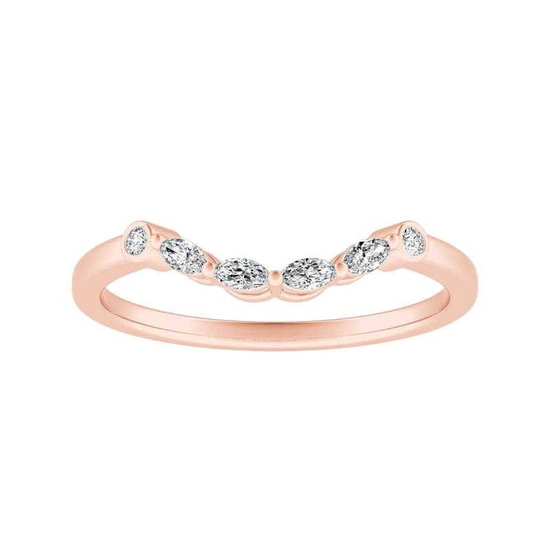 Auriya 1/10ctw Vintage Contoured Diamond Wedding Band 14k Gold