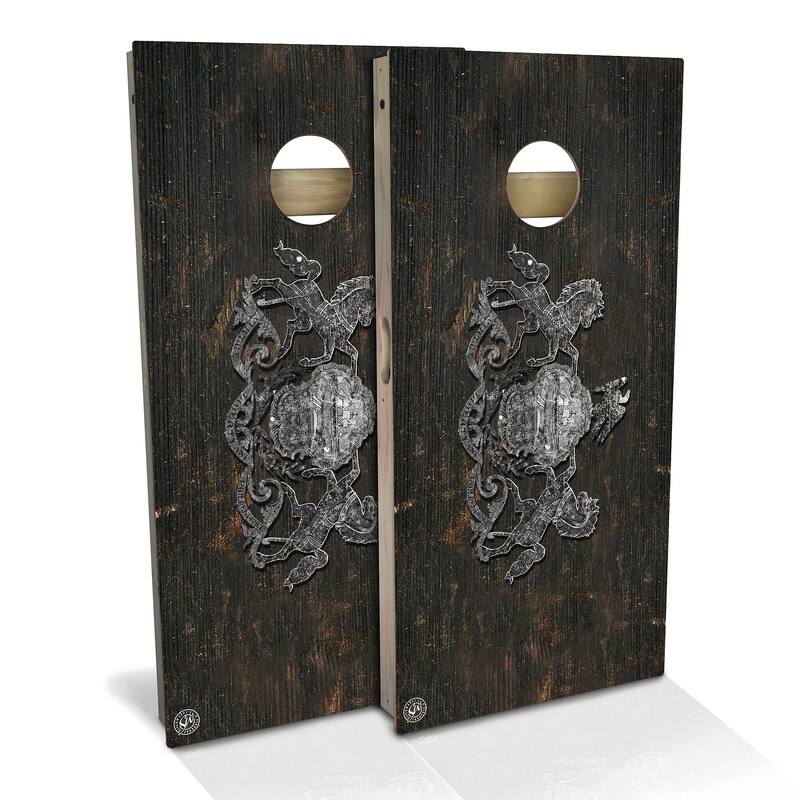 Pennsylvania Flag Rustic Outdoor Cornhole Board Set - Backyard 2x4 - Include Case + Edge Lights