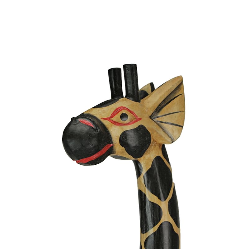 Zeckos 36 Inch High Carved Wood Giraffe Sculpture Safari Home Decor - 35.75 X 7 X 4.75 inches
