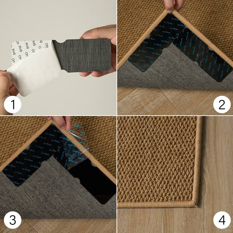 Non Slip Rug Tape / Adhesive - Black - 6" X 2"