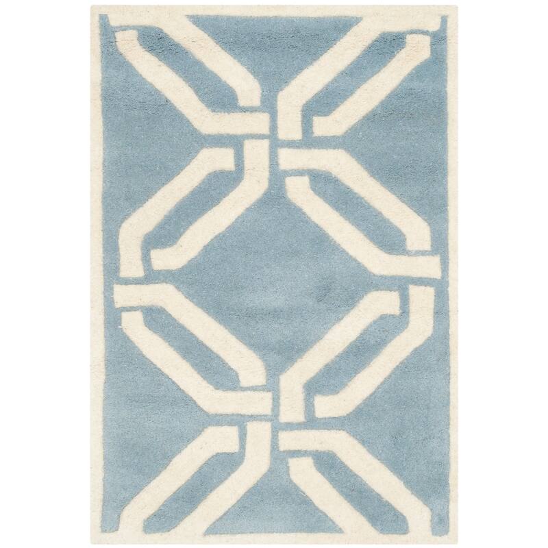 SAFAVIEH Handmade Chatham Jablenka Modern Wool Rug - 2' x 3' - Blue/Ivory