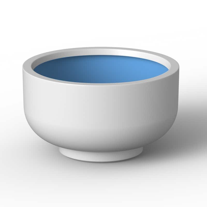 Concrete Bowl Planter Plant Pot with Drainage Hole - 13.5 x 7.5 in - Crisp White(Enhanced Interior)