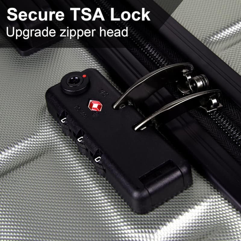 3 Piece Luggage with TSA Lock ABS, Lightweight Suitcase with Hooks ...