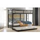preview thumbnail 4 of 13, Black Twin over Twin Size Metal Bunk Bed with Trundle, Ladder and Fence for Bedroom
